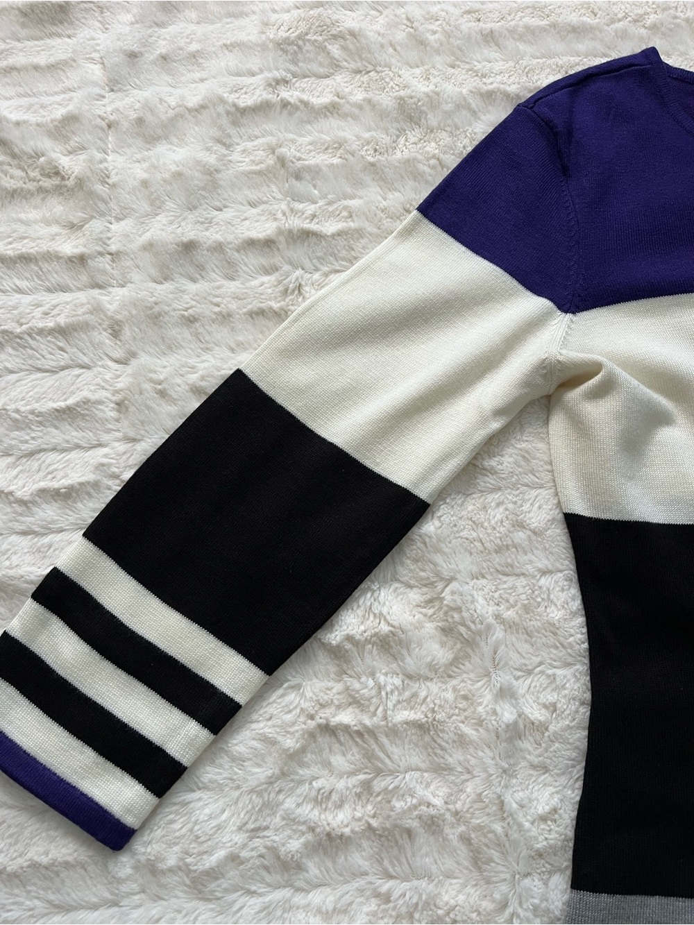 Jessica Howard Printed Colorblock Knit Dress in Purple, White & Gray (Size L) - Picture 7 of 8